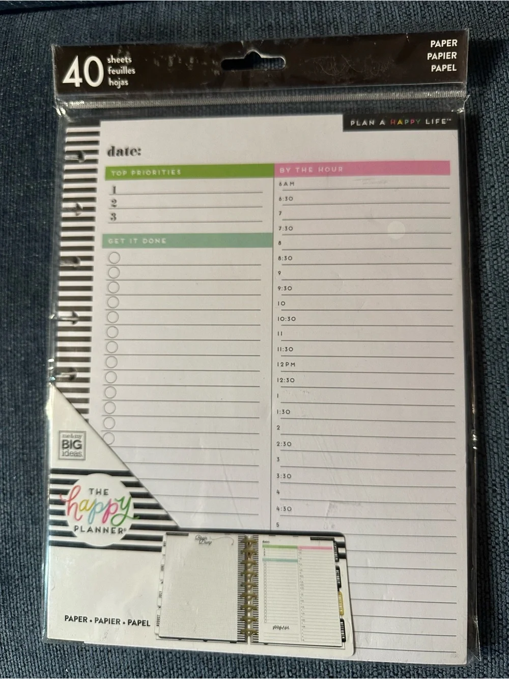 The Happy Planner Classic Fill Paper - Bright Energy & Top Priorities
